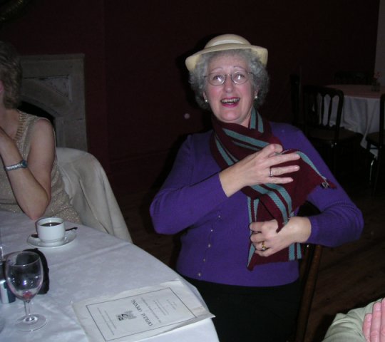 Janice Saville sporting school hat and scarf